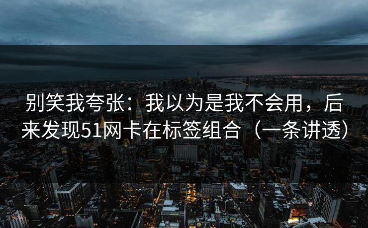 别笑我夸张：我以为是我不会用，后来发现51网卡在标签组合（一条讲透）